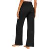 Ekouaer Women’s Pajama Pants Wide Leg Yoga Pants Lounge Drawstring Pants Comfy Stretch Plaid Pj Bottoms(Black)