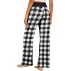 Ekouaer Women’s Pajama Pants Wide Leg Yoga Pants Lounge Drawstring Pants Comfy Stretch Plaid Pj Bottoms(Black-white Plaid)