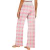 Ekouaer Women’s Pajama Pants Wide Leg Yoga Pants Lounge Drawstring Pants Comfy Stretch Plaid Pj Bottoms(Pink-white Plaid)