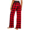 Ekouaer Women’s Pajama Pants Wide Leg Yoga Pants Lounge Drawstring Pants Comfy Stretch Plaid Pj Bottoms(Red-black Plaid)