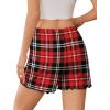 Ekouaer Womens Pajama Shorts Soft Comfy Sleep Shorts Casual Elastic Waist Pj Short with Pockets(Red Plaid)