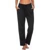 Ekouaer Women Pajama Pants Comfy Pj Bottom with Pockets Stretch Plaid Sleepwear(Pure Black)