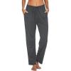 Ekouaer Women Pajama Pants Comfy Pj Bottom with Pockets Stretch Plaid Sleepwear(Pure Dark Grey)