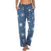 Ekouaer Women Pajama Pants Comfy Pj Bottom with Pockets Stretch Plaid Sleepwear(Starry Sky)