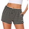 Ekouaer Women Pajama Shorts Comfy Lounge Bottom with Pockets Stretch Strip Sleepwear Drawstring Pj Bottoms Sleep Shorts(Black Strip)