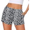 Ekouaer Women Pajama Shorts Comfy Lounge Bottom with Pockets Stretch Strip Sleepwear Drawstring Pj Bottoms Sleep Shorts(Black White Leopard)