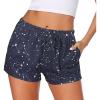 Ekouaer Women Pajama Shorts Comfy Lounge Bottom with Pockets Stretch Strip Sleepwear Drawstring Pj Bottoms Sleep Shorts(Navy Star)