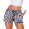 Ekouaer Women Pajama Shorts Comfy Lounge Bottom with Pockets Stretch Strip Sleepwear Drawstring Pj Bottoms Sleep Shorts(Small Black White Plaid)