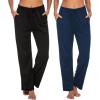 Ekouaer Womens 2 Pack Lounge Pants Comfy Pajama Pants Plaid Pajama Bottoms with Pockets Drawstring Pj Bottoms Pants(2 Pack-black_grey)