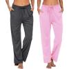 Ekouaer Womens 2 Pack Lounge Pants Comfy Pajama Pants Plaid Pajama Bottoms with Pockets Drawstring Pj Bottoms Pants(2 Pack-black_pink)