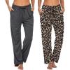 Ekouaer Womens 2 Pack Lounge Pants Comfy Pajama Pants Plaid Pajama Bottoms with Pockets Drawstring Pj Bottoms Pants(2 Pack-leopard_grey)