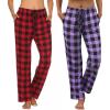 Ekouaer Womens 2 Pack Lounge Pants Comfy Pajama Pants Plaid Pajama Bottoms with Pockets Drawstring Pj Bottoms Pants(2 Pack-set 16)