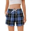 Ekouaer Womens Pajama Shorts Soft Comfy Sleep Shorts Casual Elastic Waist Pj Short with Pockets(Blue Plaid)