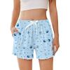 Ekouaer Womens Pajama Shorts Soft Comfy Sleep Shorts Casual Elastic Waist Pj Short with Pockets(Blue Stars)