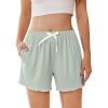 Ekouaer Womens Pajama Shorts Soft Comfy Sleep Shorts Casual Elastic Waist Pj Short with Pockets(Light Green)