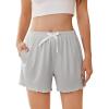 Ekouaer Womens Pajama Shorts Soft Comfy Sleep Shorts Casual Elastic Waist Pj Short with Pockets(Light Grey)