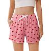 Ekouaer Womens Pajama Shorts Soft Comfy Sleep Shorts Casual Elastic Waist Pj Short with Pockets(Love)
