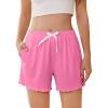 Ekouaer Womens Pajama Shorts Soft Comfy Sleep Shorts Casual Elastic Waist Pj Short with Pockets(Peachy Pink)