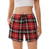 Ekouaer Womens Pajama Shorts Soft Comfy Sleep Shorts Casual Elastic Waist Pj Short with Pockets(Red Plaid)
