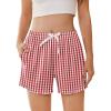 Ekouaer Womens Pajama Shorts Soft Comfy Sleep Shorts Casual Elastic Waist Pj Short with Pockets(Red White Plaid)