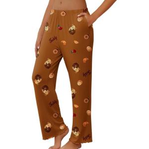 Ekouaer Pajama Pants Women Soft Casual Lounge Pajama Bottoms Comfy Stretch Sleep Pants Wide Leg Pj Bottoms with Pockets(Brown Teddy)