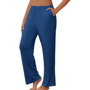 Ekouaer Pajama Pants Women Soft Casual Lounge Pajama Bottoms Comfy Stretch Sleep Pants Wide Leg Pj Bottoms with Pockets(Navy)