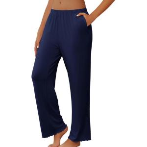 Ekouaer Pajama Pants Women Soft Casual Lounge Pajama Bottoms Comfy Stretch Sleep Pants Wide Leg Pj Bottoms with Pockets(Navy Blue)