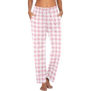 Ekouaer Women Pajama Pants Comfy Pj Bottom with Pockets Stretch Plaid Sleepwear(A-plaid 22)