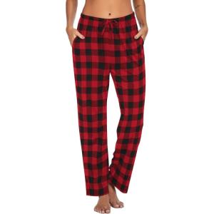 Ekouaer Women Pajama Pants Comfy Pj Bottom with Pockets Stretch Plaid Sleepwear(Plaid 1)
