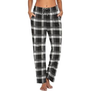 Ekouaer Women Pajama Pants Comfy Pj Bottom with Pockets Stretch Plaid Sleepwear(Plaid 4)