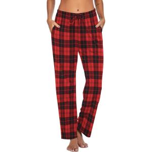Ekouaer Women Pajama Pants Comfy Pj Bottom with Pockets Stretch Plaid Sleepwear(Plaid 6)