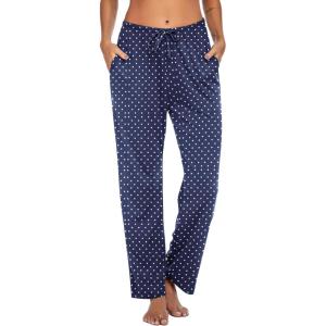 Ekouaer Women Pajama Pants Comfy Pj Bottom with Pockets Stretch Plaid Sleepwear(Polka Dots-blue)