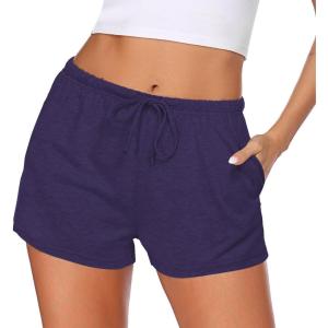 Ekouaer Women Pajama Shorts Comfy Lounge Bottom with Pockets Stretch Strip Sleepwear Drawstring Pj Bottoms Sleep Shorts(Navy Blue)