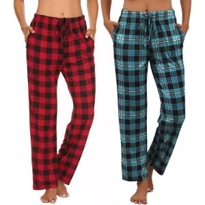 Ekouaer Womens 2 Pack Lounge Pants Comfy Pajama Pants Plaid Pajama Bottoms with Pockets Drawstring Pj Bottoms Pants(2 Pack-set 18)