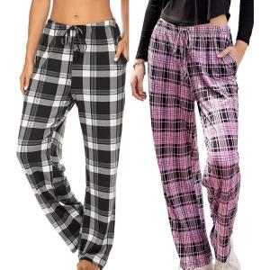Ekouaer Womens 2 Pack Lounge Pants Comfy Pajama Pants Plaid Pajama Bottoms with Pockets Drawstring Pj Bottoms Pants(2 Pack-set 7)