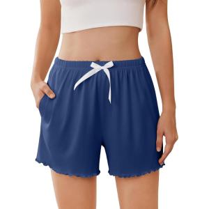 Ekouaer Womens Pajama Shorts Soft Comfy Sleep Shorts Casual Elastic Waist Pj Short with Pockets(Navy)