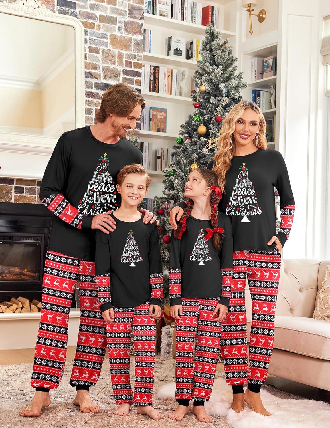 imageEkouaer Family Christmas Pajamas Matching Sets Soft Long Sleeve Couple Pjs Xmas Sleepwear Holiday Lounge SetBlackchristmas Tree