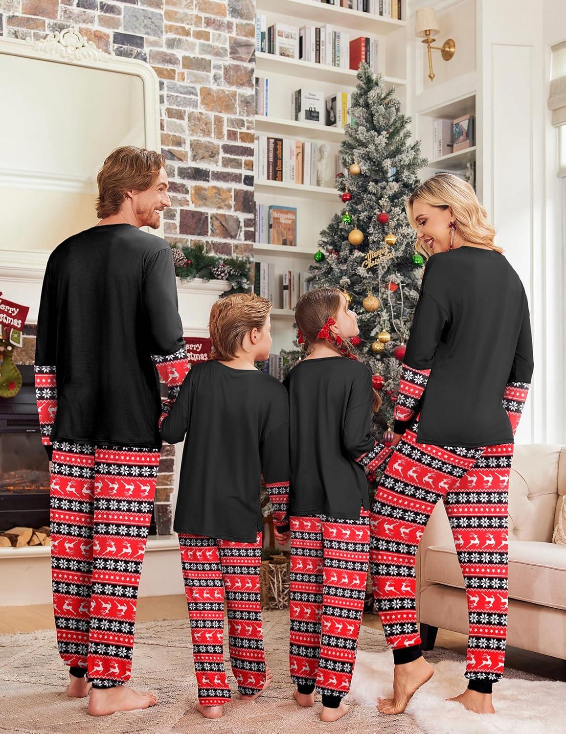 imageEkouaer Family Christmas Pajamas Matching Sets Soft Long Sleeve Couple Pjs Xmas Sleepwear Holiday Lounge SetBlackchristmas Tree