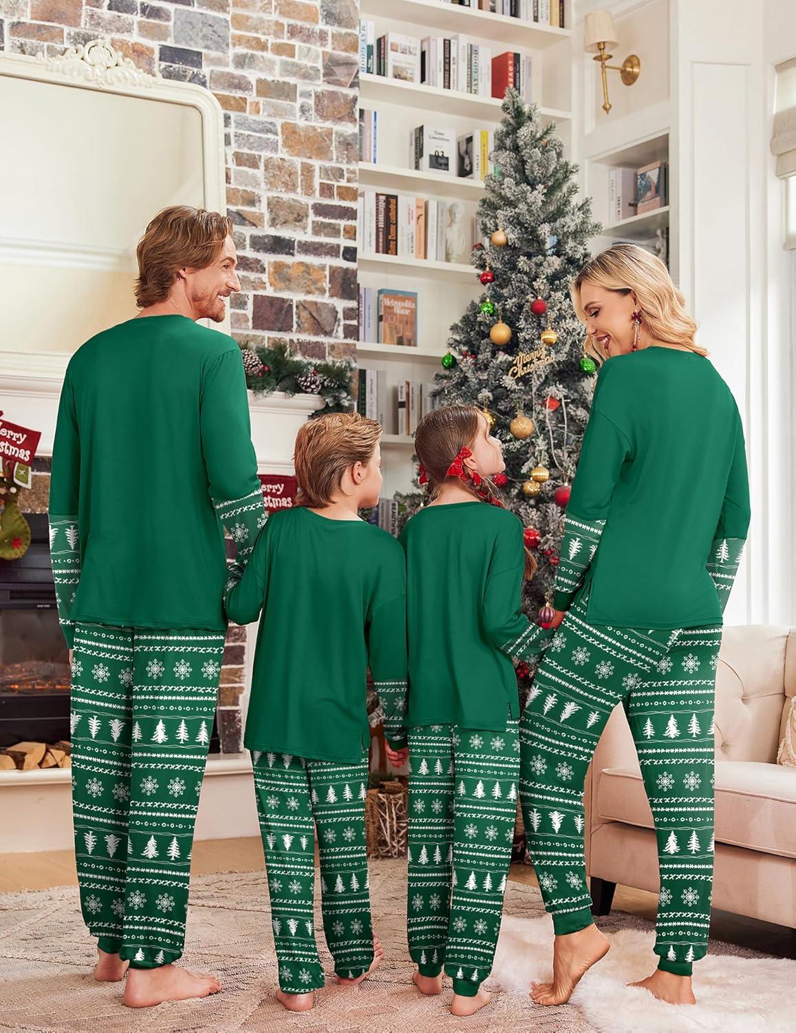 imageEkouaer Family Christmas Pajamas Matching Sets Soft Long Sleeve Couple Pjs Xmas Sleepwear Holiday Lounge SetGreen White Santa
