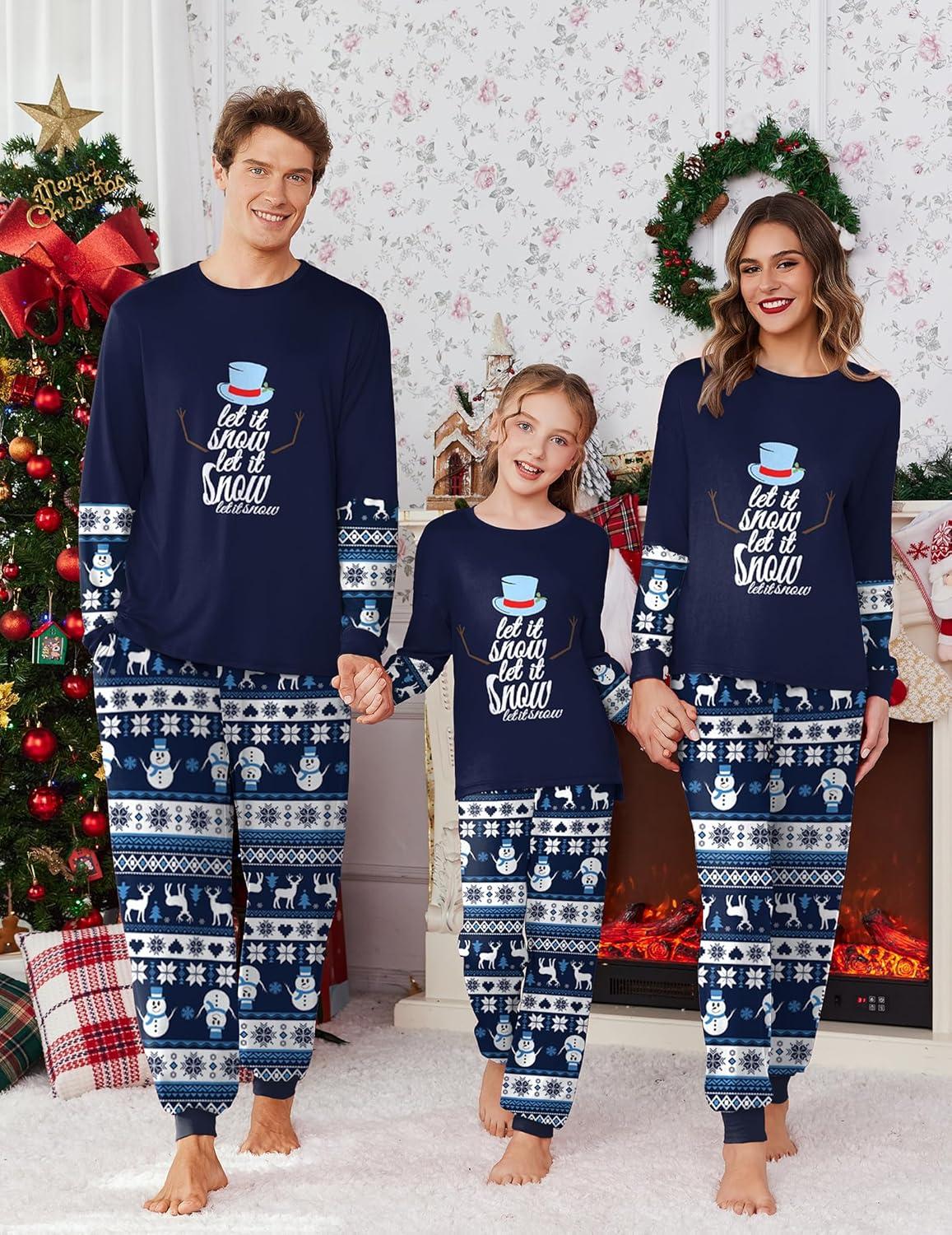 imageEkouaer Family Christmas Pajamas Matching Sets Soft Long Sleeve Couple Pjs Xmas Sleepwear Holiday Lounge SetNavy Blue