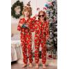 Ekouaer Christmas Matching Family Onesie Pajamas Hoodie One Piece Pajamas Zipper Thermal Sleepwear with Pockets Family Red Elk Print 5-6Y