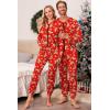 Ekouaer Christmas Matching Family Onesie Pajamas Hoodie One Piece Pajamas Zipper Thermal Sleepwear with Pockets Family Red Elk Print XXL