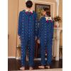 Ekouaer Christmas Matching Onesie for Couples Elk Antler Hooded Zipper Long Sleeve Pajamas with Pockets S-XXL(Blue Light Bar)