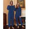 Ekouaer Christmas Matching Onesie for Couples Elk Antler Hooded Zipper Long Sleeve Pajamas with Pockets S-XXL(Blue Light Bar)