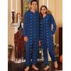Ekouaer Christmas Matching Onesie for Couples Elk Antler Hooded Zipper Long Sleeve Pajamas with Pockets S-XXL(Blue Light Bar)
