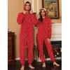 Ekouaer Christmas Matching Onesie for Couples Elk Antler Hooded Zipper Long Sleeve Pajamas with Pockets S-XXL(Red Cane)
