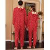 Ekouaer Christmas Matching Onesie for Couples Elk Antler Hooded Zipper Long Sleeve Pajamas with Pockets S-XXL(Red Cane)