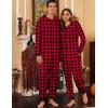 Ekouaer Christmas Matching Onesie for Couples Elk Antler Hooded Zipper Long Sleeve Pajamas with Pockets S-XXL(Red Plaid)