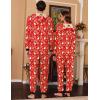 Ekouaer Christmas Matching Onesie for Couples Elk Antler Hooded Zipper Long Sleeve Pajamas with Pockets S-XXL(Snowman Red)