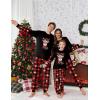 Ekouaer Family Christmas Pajamas Matching Sets Soft Long Sleeve Couple Pjs Xmas Sleepwear Holiday Lounge Set(Black Cartoon Elk)